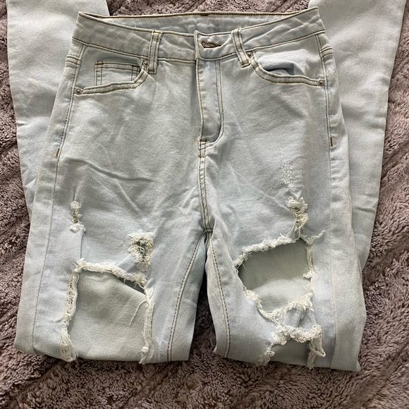 SHEIN Light Blue Ripped Boyfriend Jeans - Picture 1 of 3